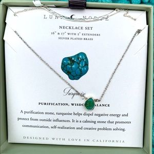 Luna Norte Turquoise Necklace Set, Silver Plated, New in Box